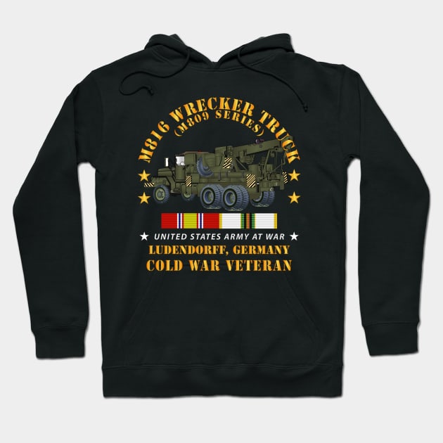 M816 Medium Wrecker Truck - OD - Left Rear Oblique - Ludendorff, Germany - w COLD SVC X 300 Hoodie by twix123844